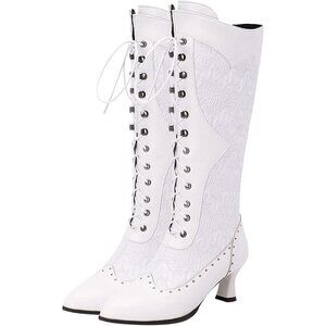 Women Vintage Victorian Boots Lace Up